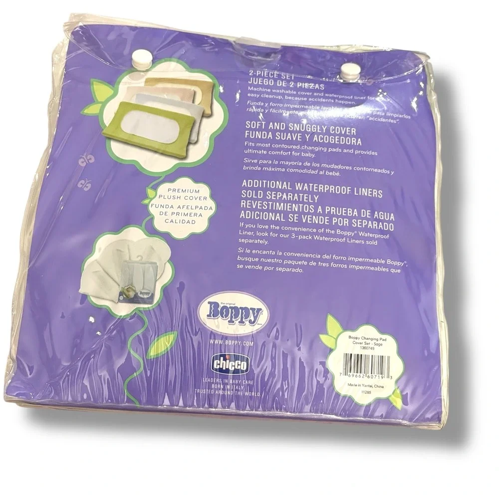 The Original Boppy Changing‎ Pad Cover and Waterproof Liner Set Sage Green